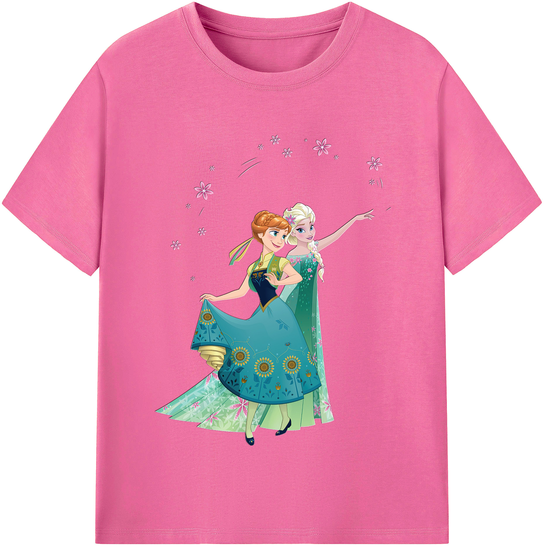 （画像用） アナと雪の女王 アンナ エルサ Frozen Anna Elsa レディースカジュアルプリントTシャツ（綿100％）